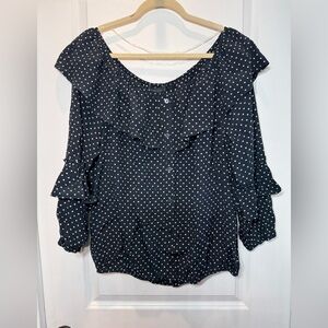 NWT- Off Shoulder Ruffle/Polka Dot Top- Size XXL